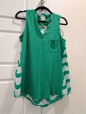 Anthropologie Porridge Women’s Medium Sleeveless Green V-Neck Pocket Top